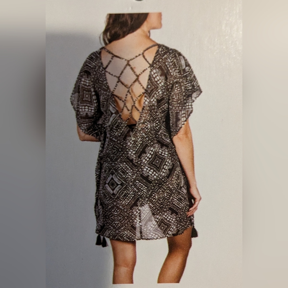 Palisades Swimsuit Cover, Size X-L/XX-L, Boho, Black and White